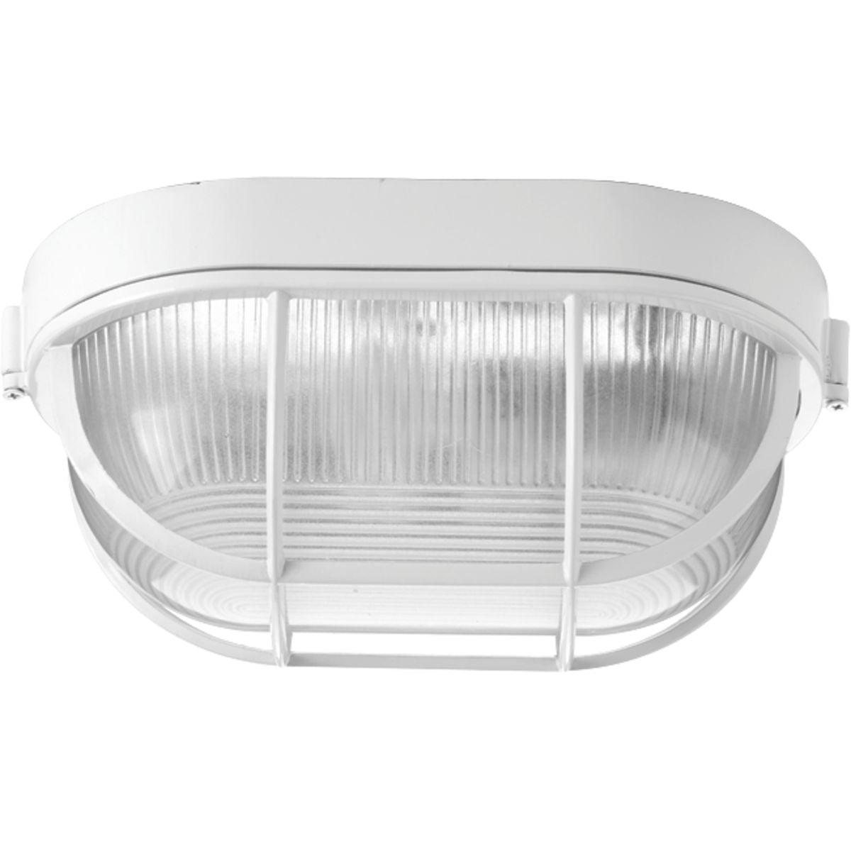 Progress Lighting Bulkheads 1-Light Flush Mount, White, Polycarbonate Shade