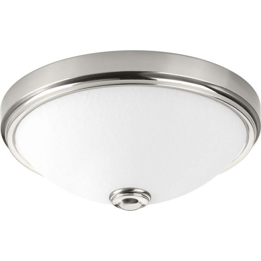 Progress Lighting, Linen Collection, 1-Light Flush Mount, Brushed Nickel, White Linen Glass, Material: Steel