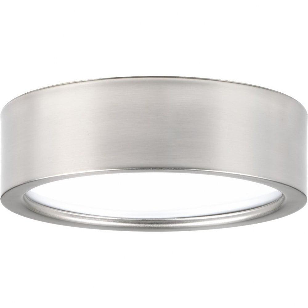 Progress Lighting Portal 1-Light LED Flush Mount, Brushed Nickel, White Acrylic Shade