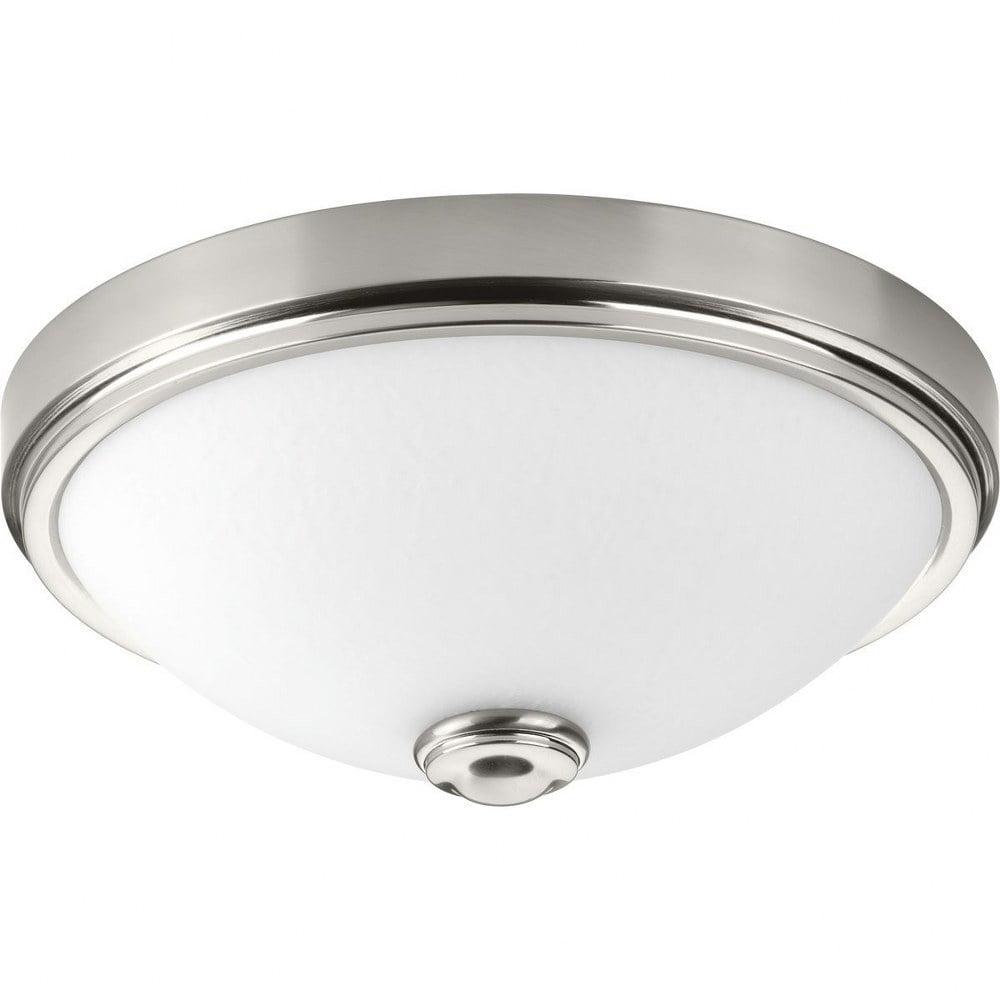 Brushed Nickel 15" LED Flush Mount with White Glass