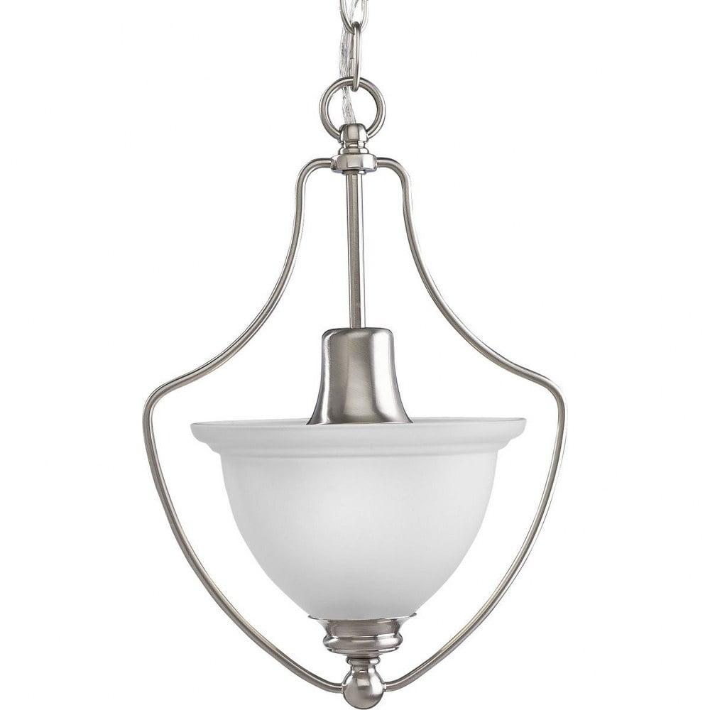 Madison Vintage Charm 14" Foyer Pendant in Brushed Nickel with Etched Glass