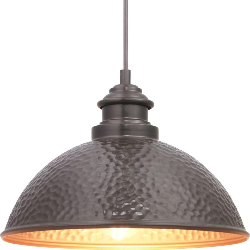 Progress Lighting Englewood 1-Light Hanging Lantern Pendant, Antique Bronze, Metallic Copper Shade