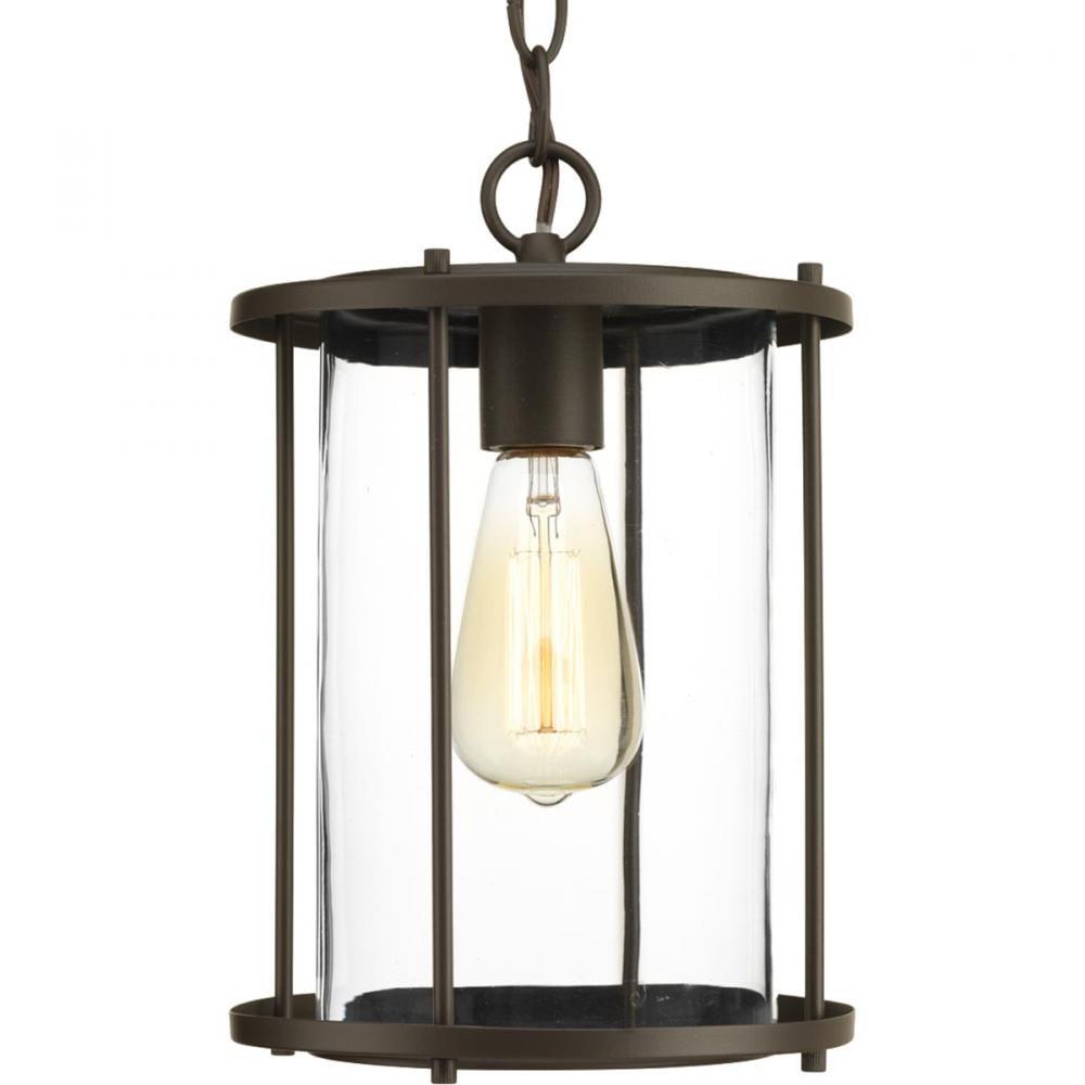 Gunther Farmhouse Clear Glass & Bronze Steel Hanging Lantern