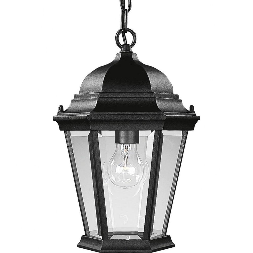 Textured Black Glass Outdoor Hanging Lantern