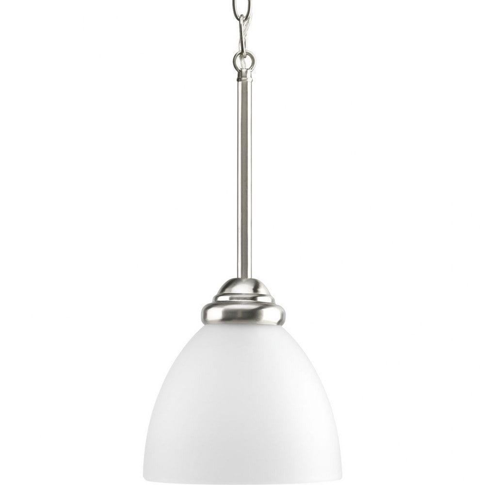 Elegant Brushed Nickel Mini-Pendant with Etched Glass Shade