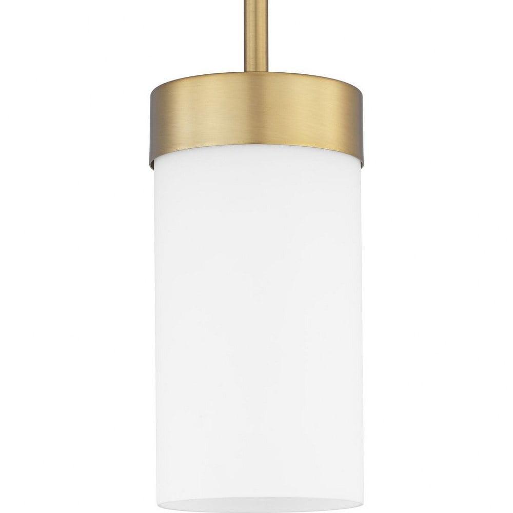 Progress Lighting Elevate 1-Light Mini Pendant, Steel, Brushed Bronze, Etched White Glass Shade