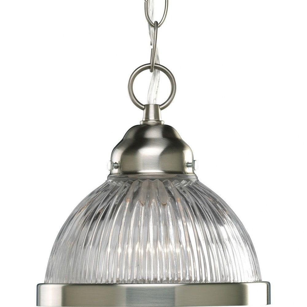 Scalloped Prismatic Glass Mini Pendant in Brushed Nickel