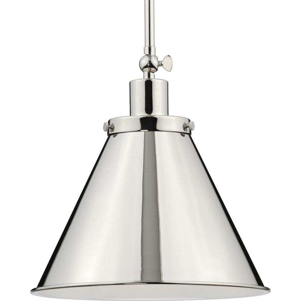 Progress Lighting Hinton 1-Light Pendant, Polished Nickel, Vintage Metal Shade