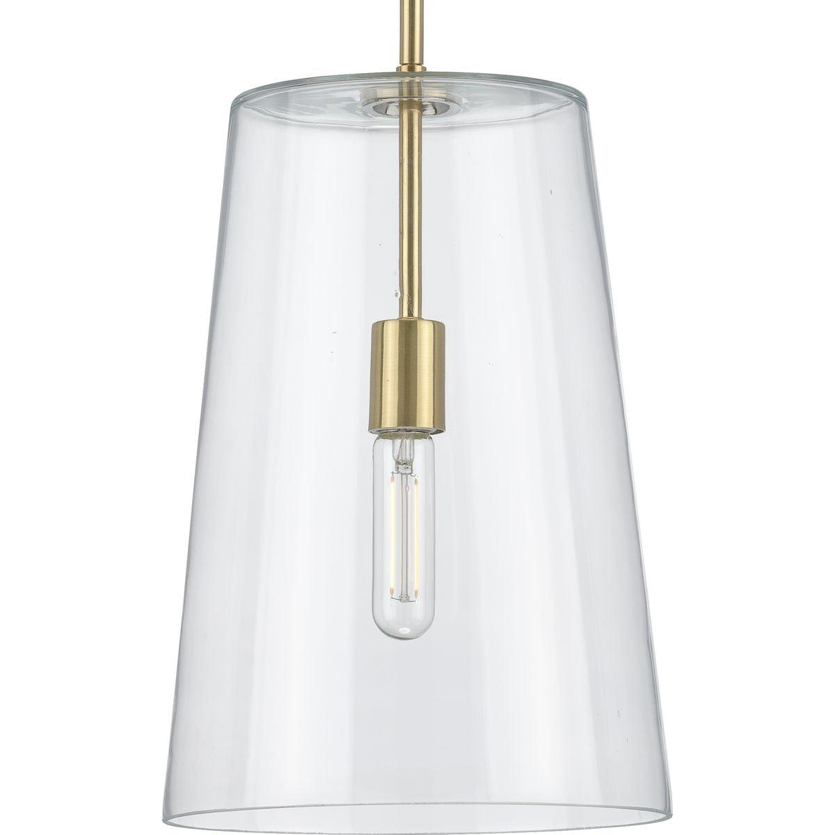 Clarion Satin Brass and Glass Pendant Light