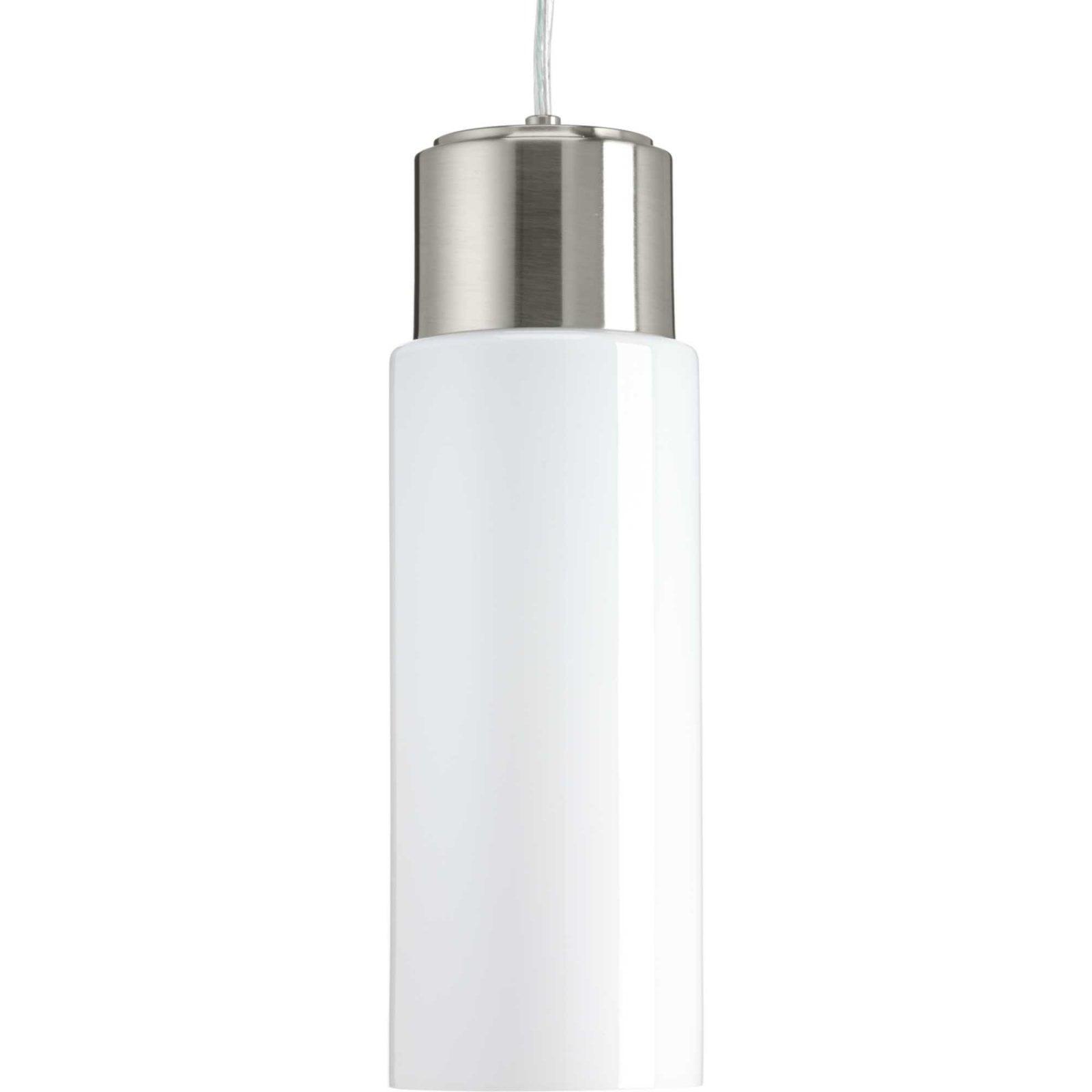 Progress Lighting, Neat Collection, 1-Light LED Pendant, Brushed Nickel, Polished Opal Glass Shade