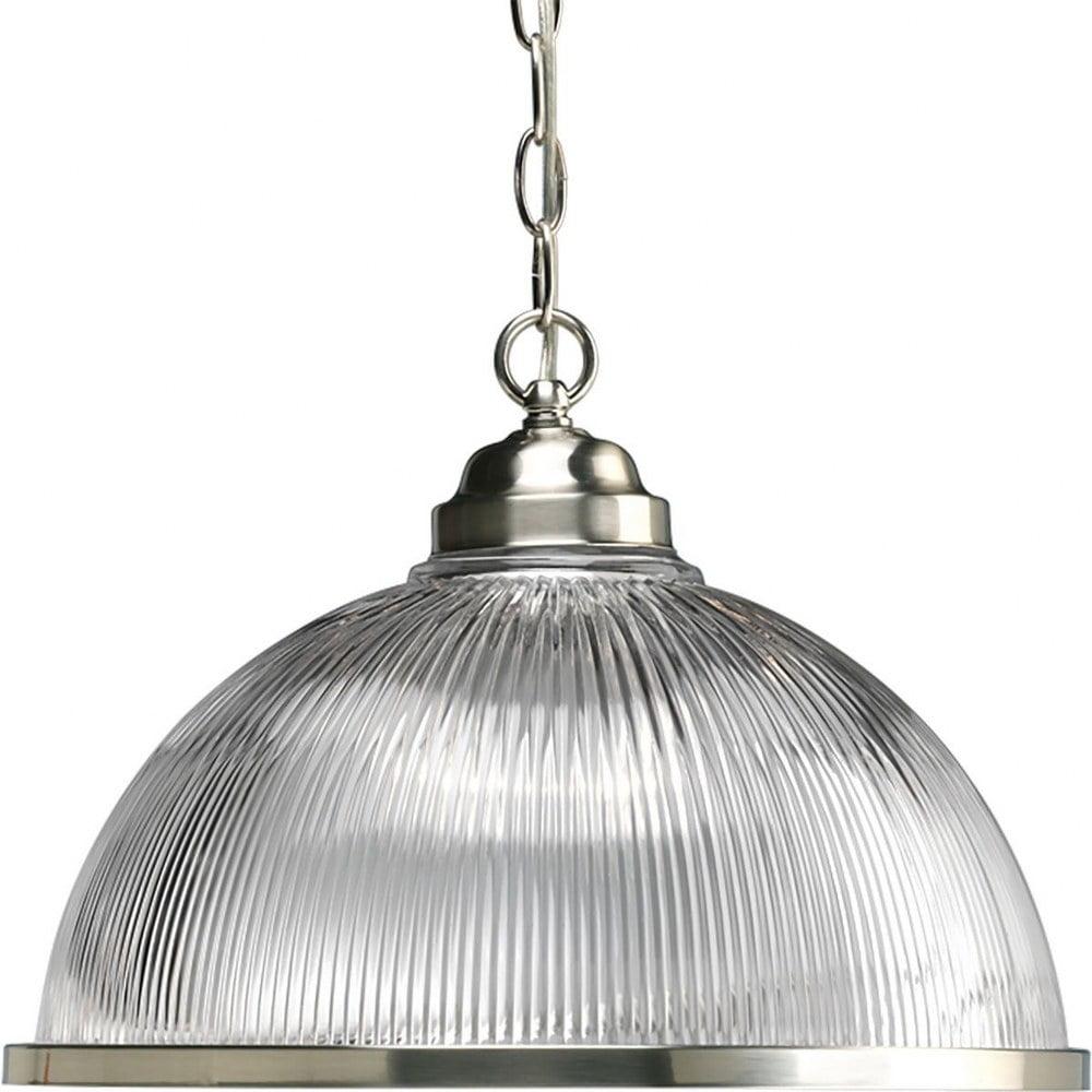 Brushed Nickel Prismatic Glass Pendant Light with Chain