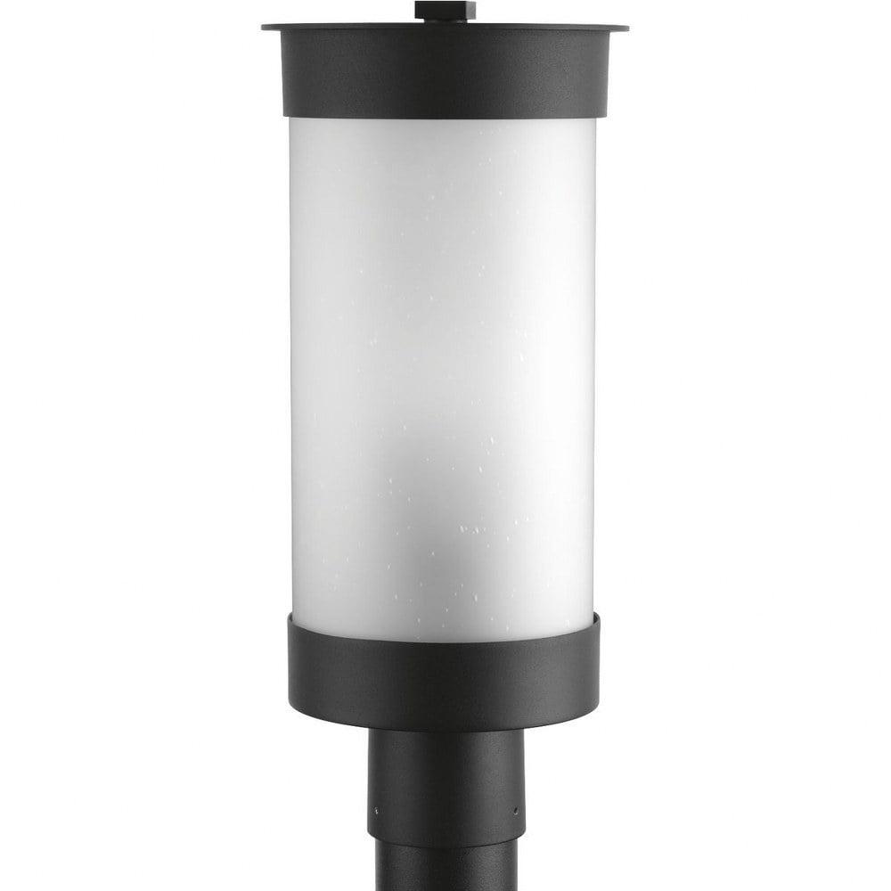 Hawthorne Black Aluminum Outdoor Lantern with Etched Seeded Glass