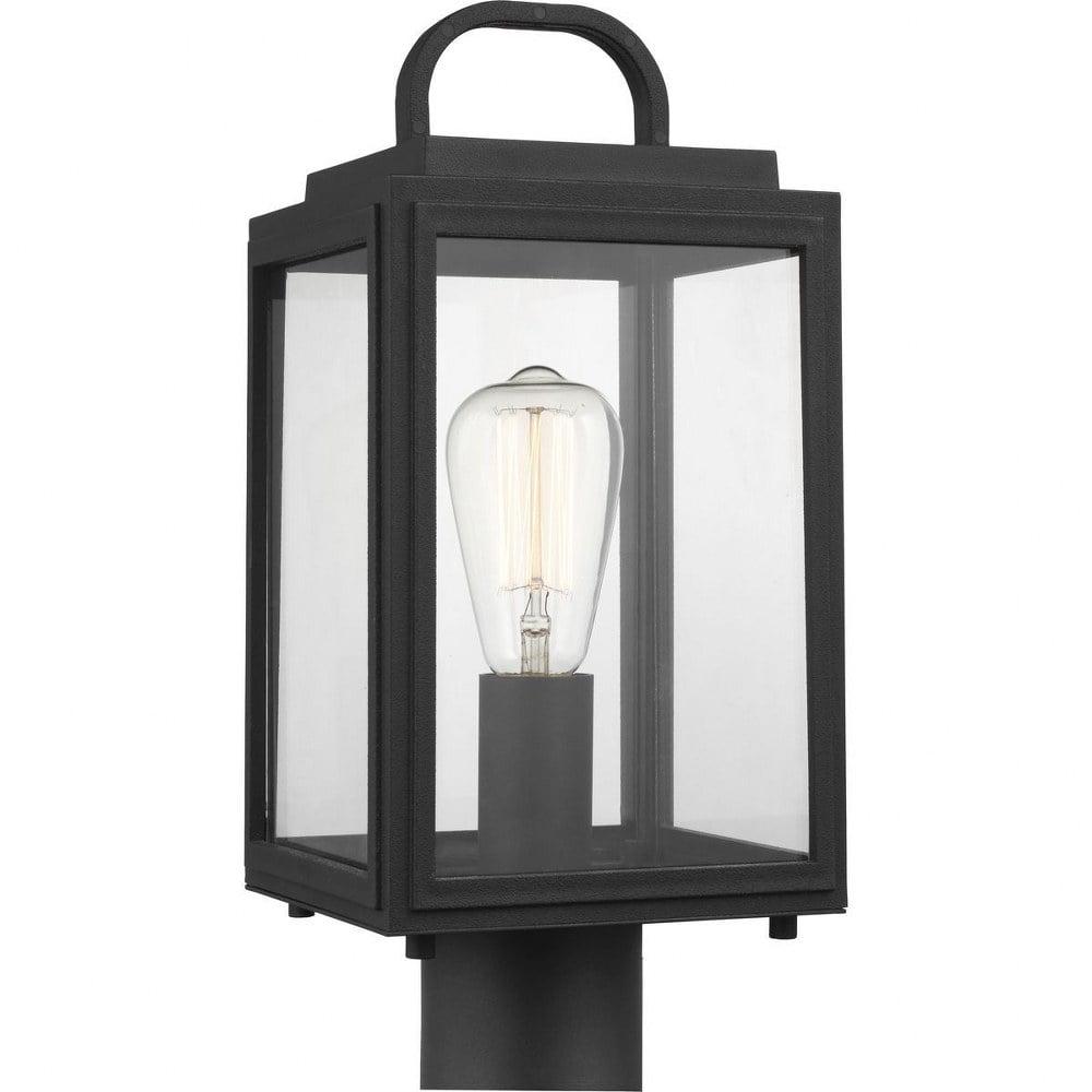 Progress Lighting Grandbury 1-Light Outdoor Post Light in Black with Clear Glass Panels and DURASHIELD Material