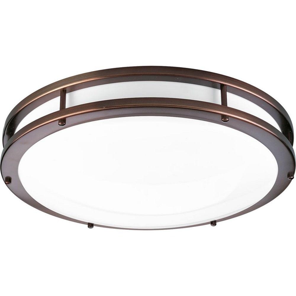 Progress Lighting Circline 1-Light LED Flush Mount, Urban Bronze, White Acrylic Shade