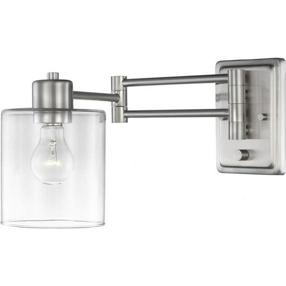 Progress Lighting Milner 1-Light Wall Bracket, Brushed Nickel, Clear Glass Shade