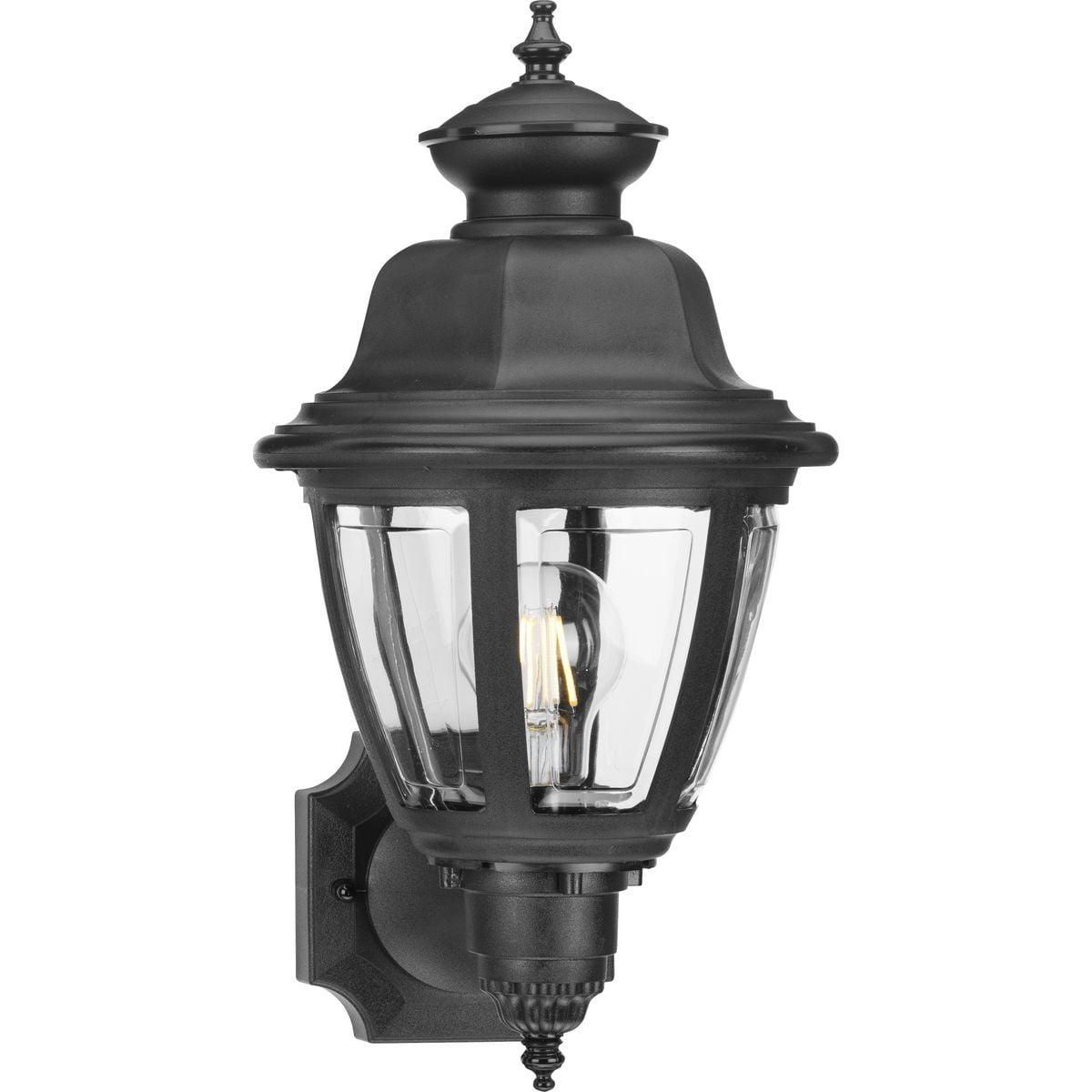 Black Porcelain 16" Outdoor Wall Lantern with Clear Acrylic Panels