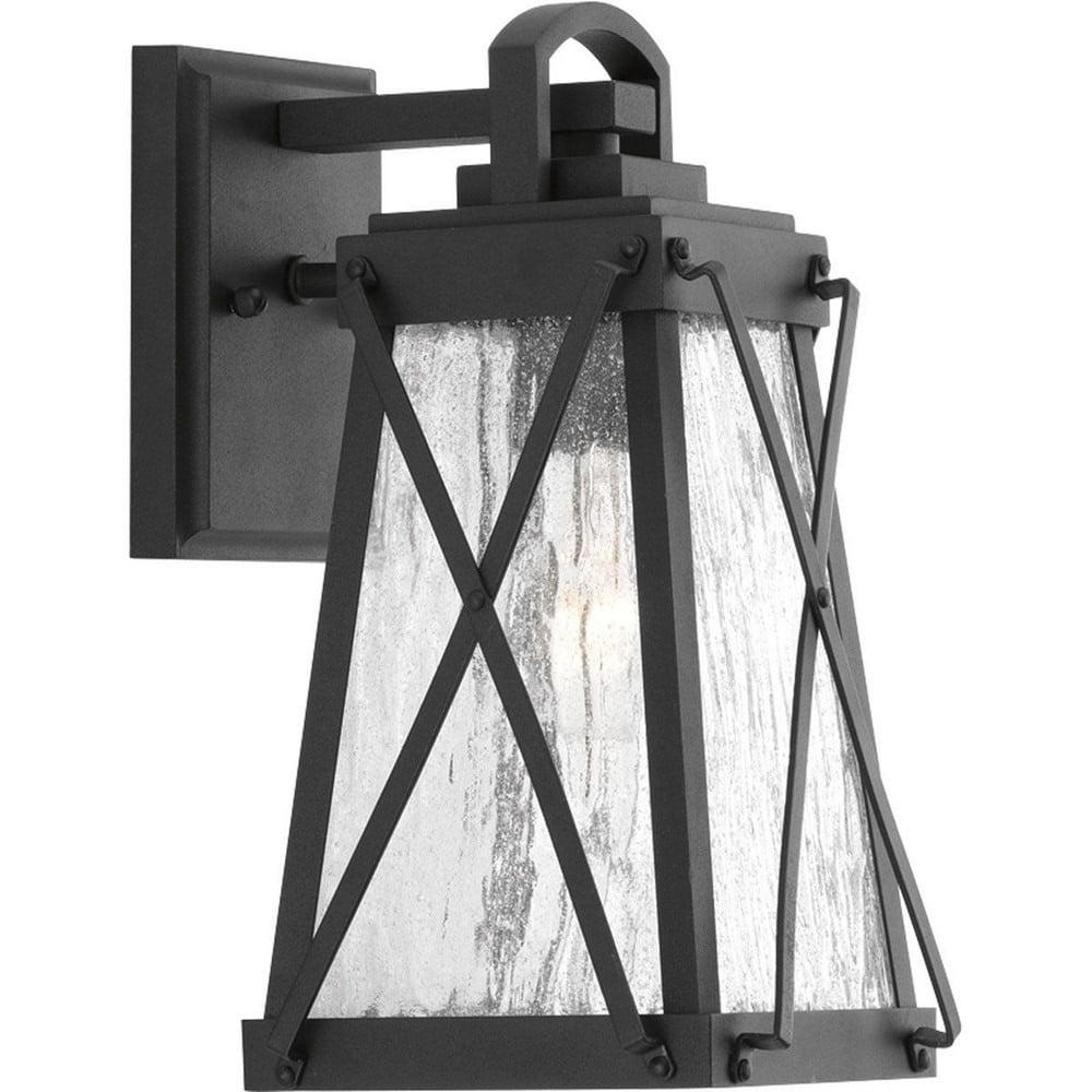 Progress Lighting Creighton 1-Light Outdoor Wall Lantern, Antique Bronze, Clear Water Glass