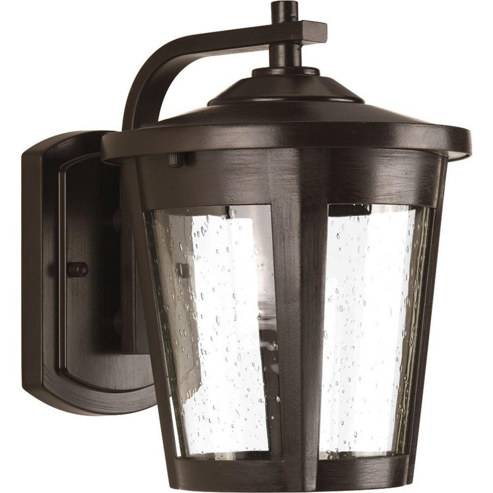 East Haven Antique Bronze LED Outdoor Wall Lantern with Seeded Glass