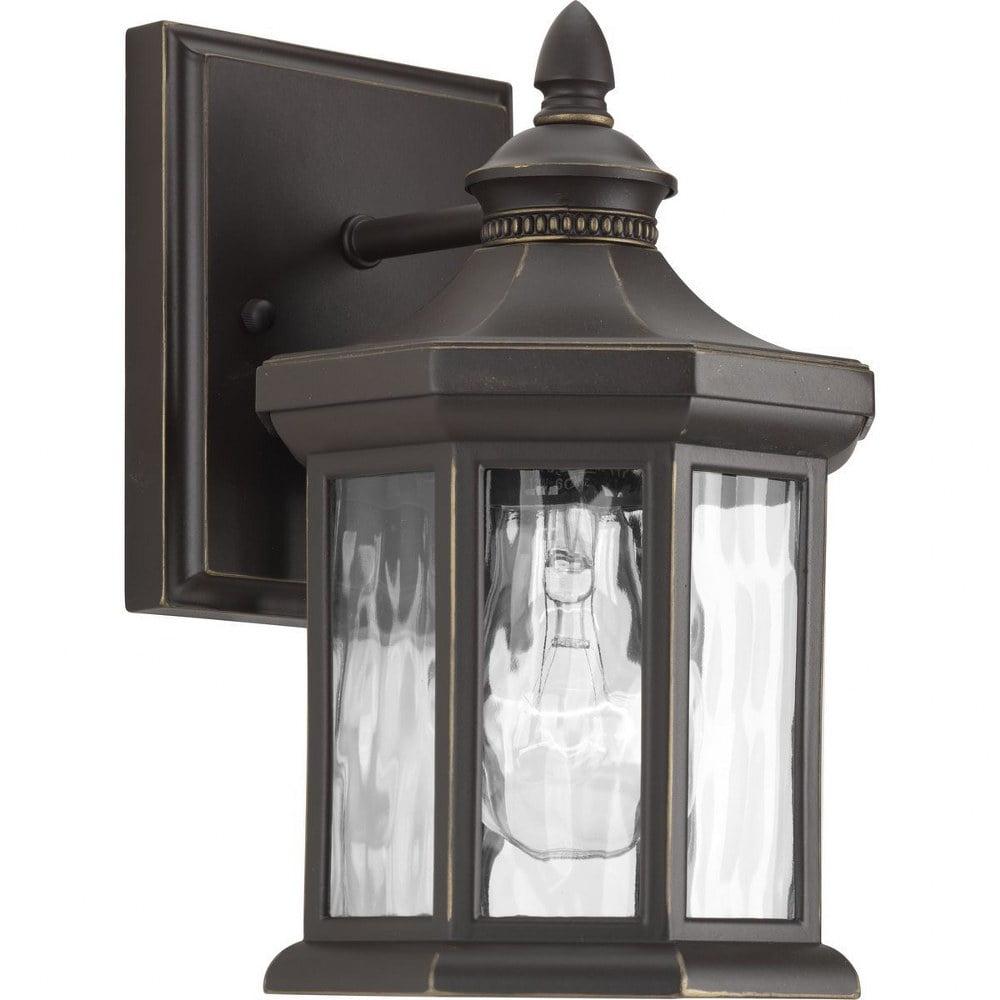 Progress Lighting, Edition, 1-Light Wall Lantern, Antique Bronze, Clear Water Glass, Porcelain Collection