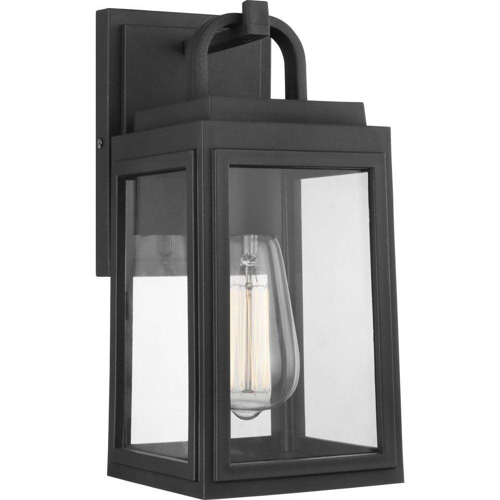 Progress Lighting Grandbury 1-Light Outdoor Wall Lantern in Black, Clear Glass, DURASHIELD, Wet Rated, 11.88"H x 5.5"L x 6.5"W