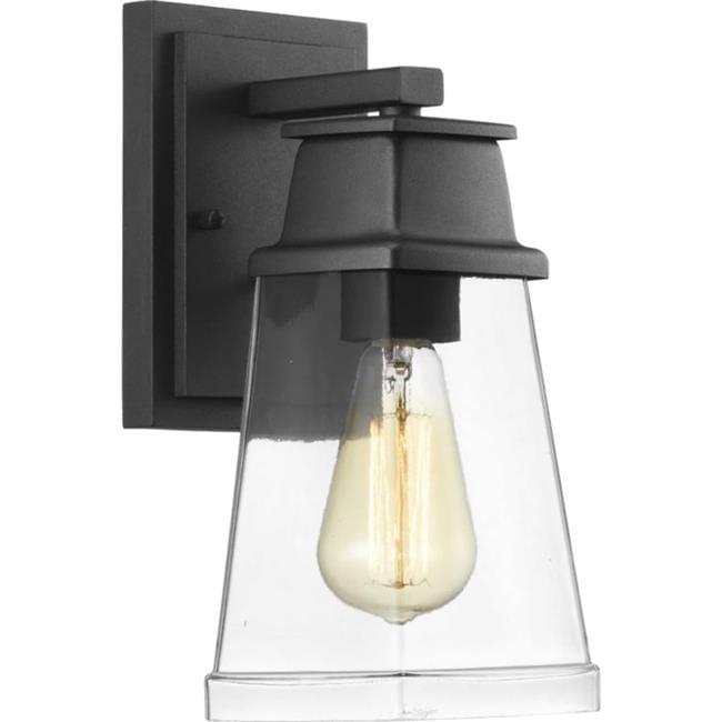 Greene Ridge Black Steel Outdoor Wall Lantern with Clear Shade