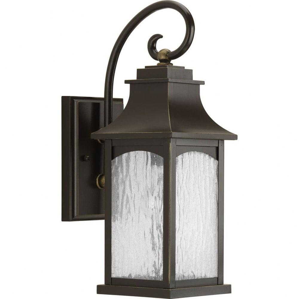 Progress Lighting Maison 1-Light Outdoor Wall Lantern in Oil Rubbed Bronze with Clear Water Seeded Glass