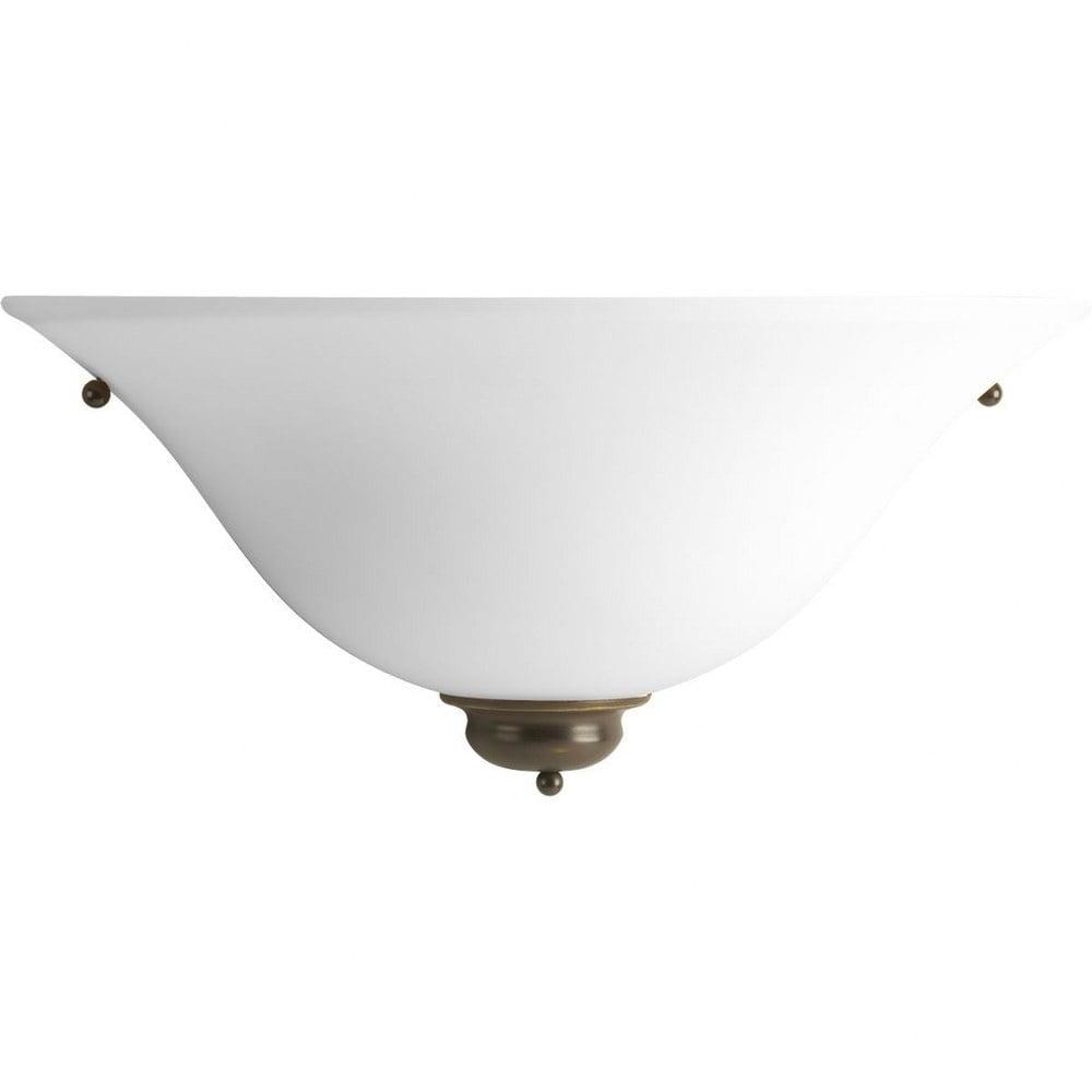 Progress Lighting, Flared Cone Collection, 1-Light Wall Sconce, Antique Bronze, Etched Glass, Ceramic Material