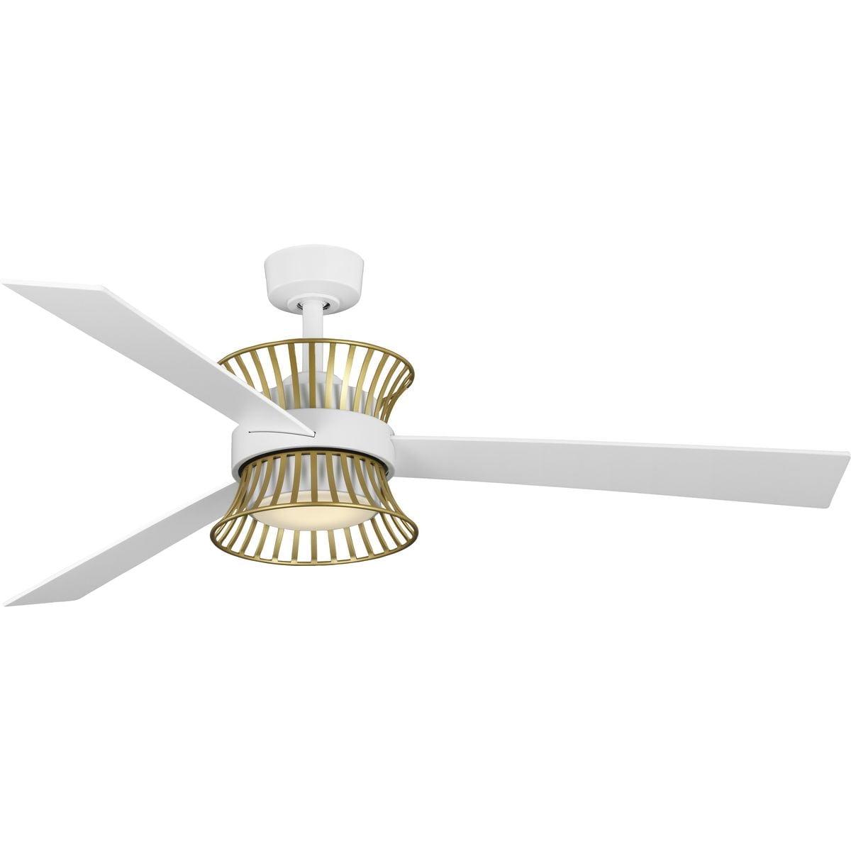 Satin White 56" LED Ceiling Fan with Remote and Light