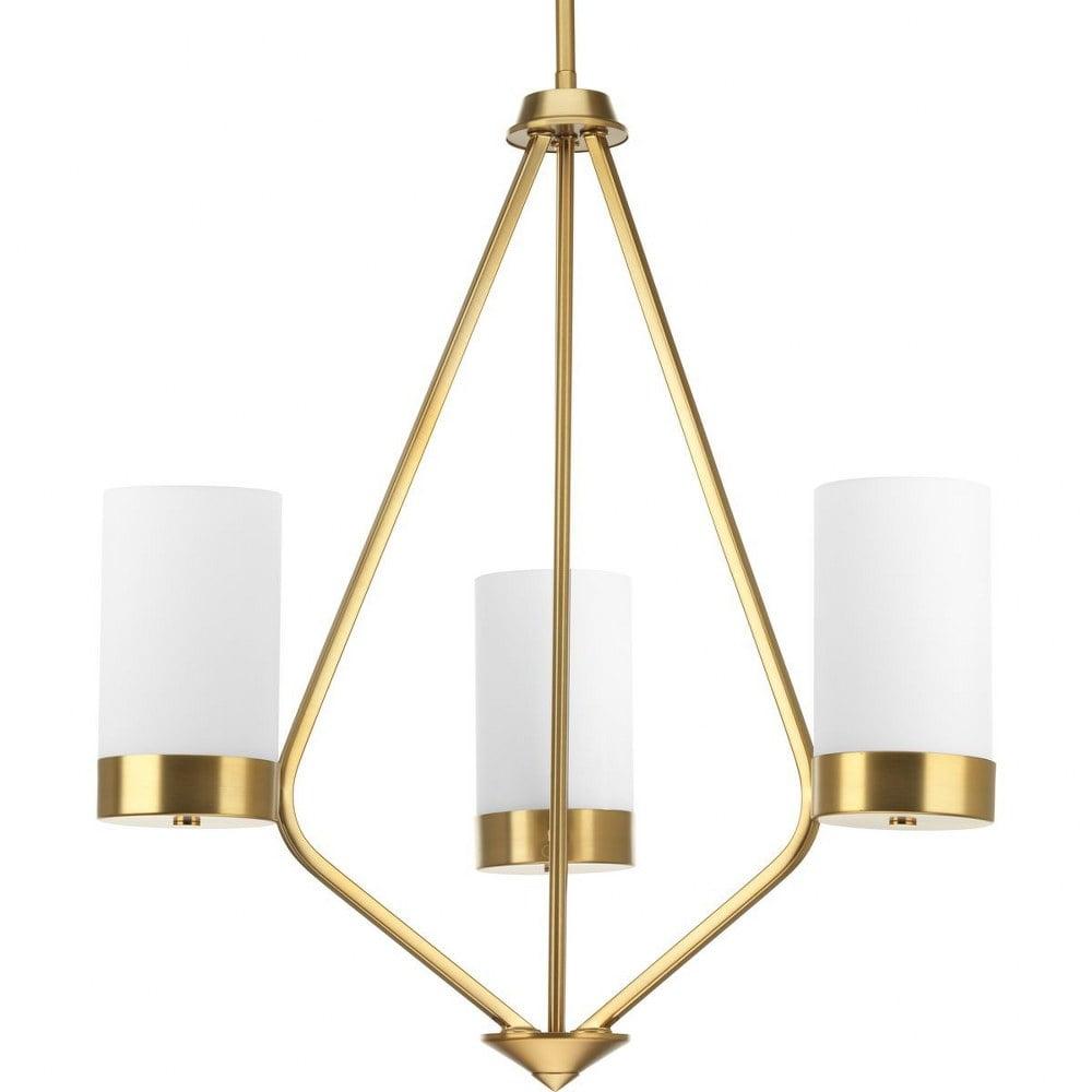 Progress Lighting Elevate 3-Light Chandelier, Brushed Bronze, Glass Shades