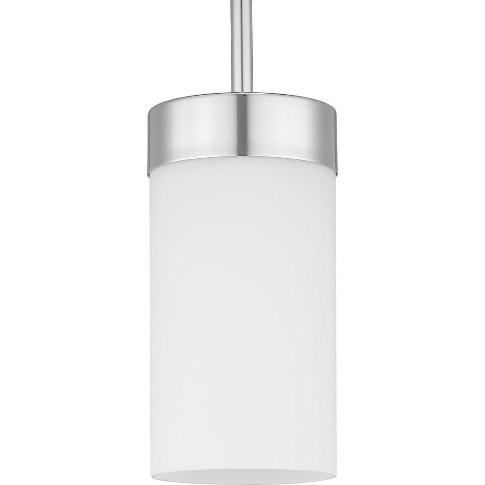 Progress Lighting Elevate 1-Light Mini Pendant, Polished Chrome, Etched White Glass Shade