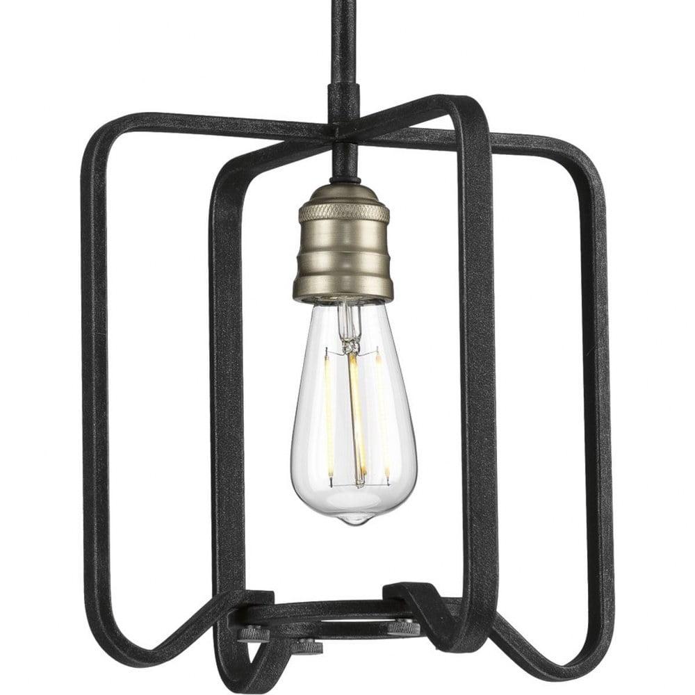 Progress Lighting Foster 1-Light Mini-Pendant, Gilded Iron, Steel, 11.25" Width, 10.75" Height, Incandescent, Dry Rated