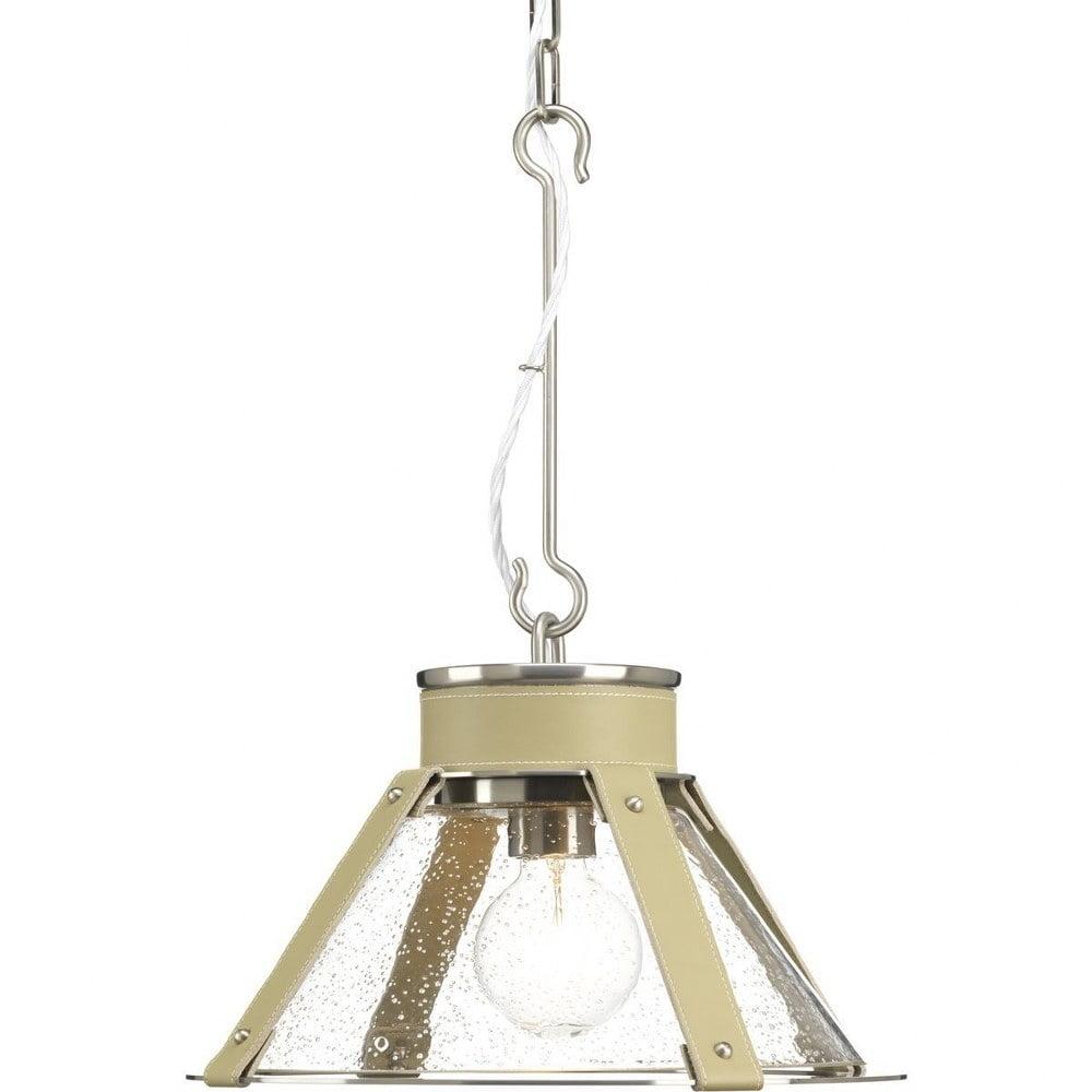 Brushed Nickel and Glass Indoor Pendant Light