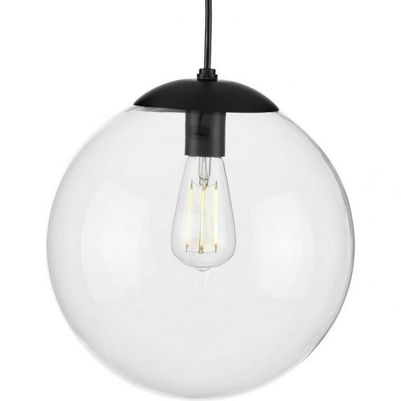 Progress Lighting Atwell 1-Light Glass Globe Brushed Nickel Modern Pendant Light, Steel, Matte Black, Clear Glass Globe Shade