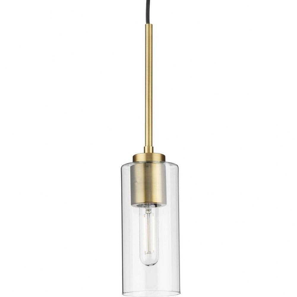 Progress Lighting Cofield 1-Light Pendant, Vintage Brass, Glass Shade