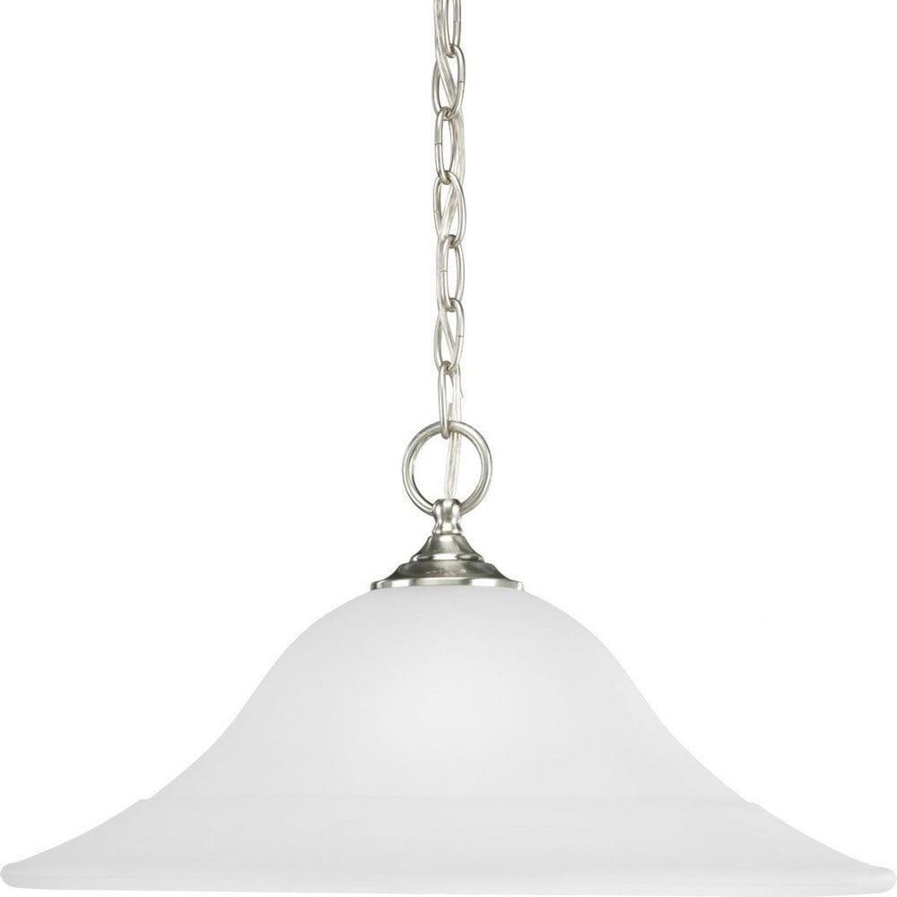 Progress Lighting Trinity 1-Light Pendant, Brushed Nickel, Etched Glass Shade