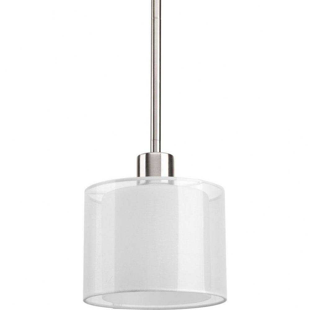 Elegant Brushed Nickel Mini-Pendant with Sheer Mylar Shade