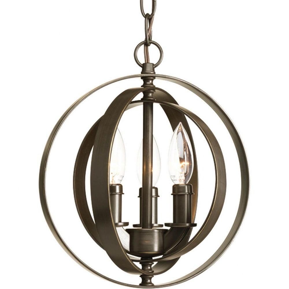 Progress Lighting Equinox 3-Light Mini-Pendant, Antique Bronze, No Shade