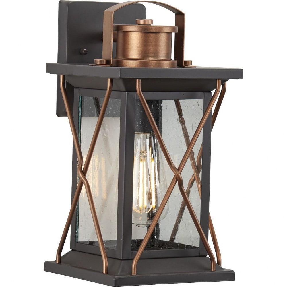 Barlowe Antique Bronze Seeded Glass Outdoor Wall Lantern