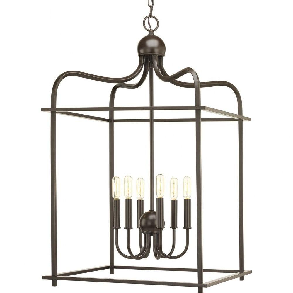 Antique Bronze 6-Light Open Caged Pendant