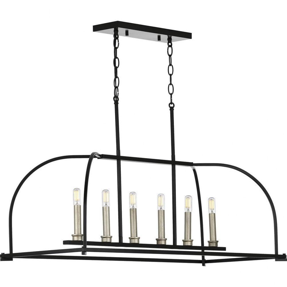 Seneca Elegance 38'' Black Steel Cage Chandelier with Antique Nickel Accents