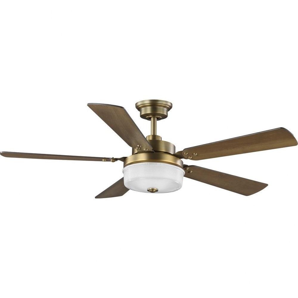 Vintage Brass 52" Ceiling Fan with LED Light and Remote