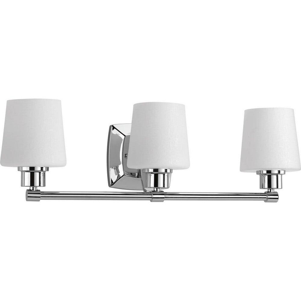 Polished Chrome 3-Light Bath Vanity with Etched Linen Glass Shades