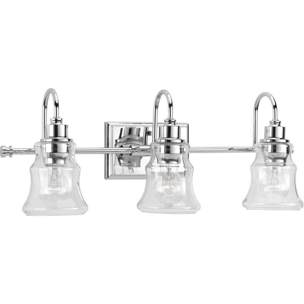 Litchfield Polished Chrome 3-Light Bath Vanity with Clear Glass Shades