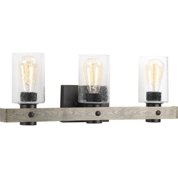 Progress Lighting Gulliver 3-Light Bath Vanity, Graphite, Shade Included