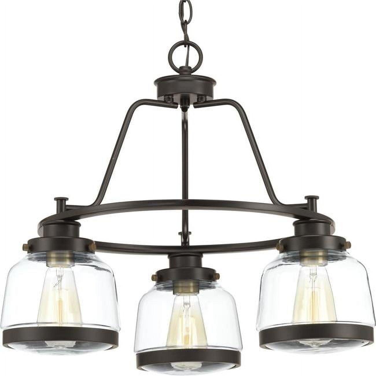 Progress Lighting Judson 3-Light Chandelier, Antique Bronze, Schoolhouse Globe Shade