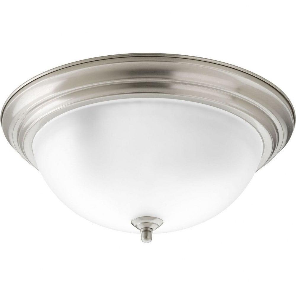 Progress Lighting, Melon Collection, 3-Light Flush Mount, Brushed Nickel, Alabaster Glass Shade