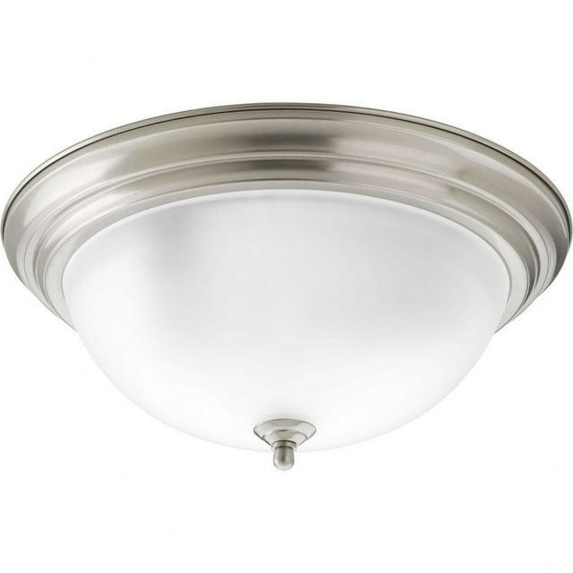 Progress Lighting, Melon Collection, 3-Light Flush Mount, Brushed Nickel, Alabaster Glass Shade