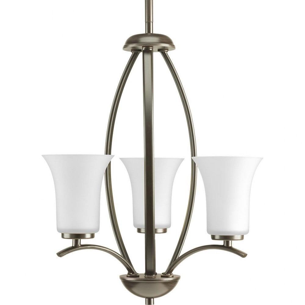 Progress Lighting Joy 3-Light Foyer Fixture, Antique Bronze, Fluted Glass Shades