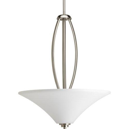 Progress Lighting Joy Collection 3-Light Inverted Pendant, Brushed Nickel, Fluted Glass Shade