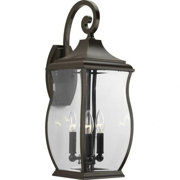 Progress Lighting Township 3-Light Outdoor Wall Lantern, Oil Rubbed Bronze, Clear Beveled Glass